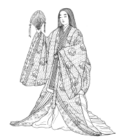 A coloring page of japanese clothing